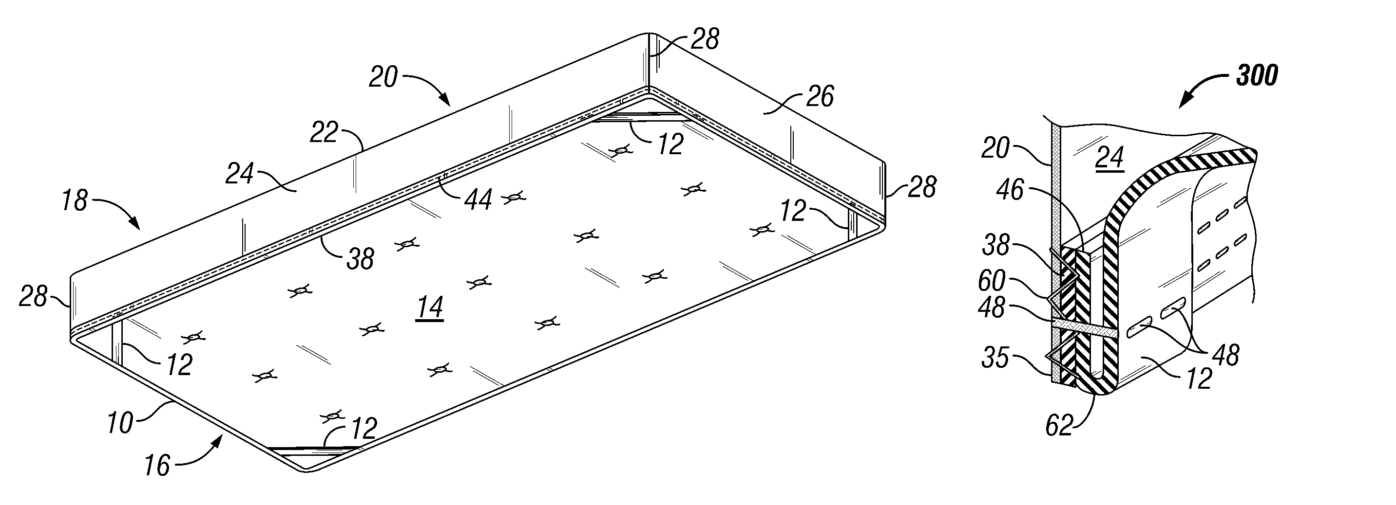 Fitted covering having diagonal elastic bands