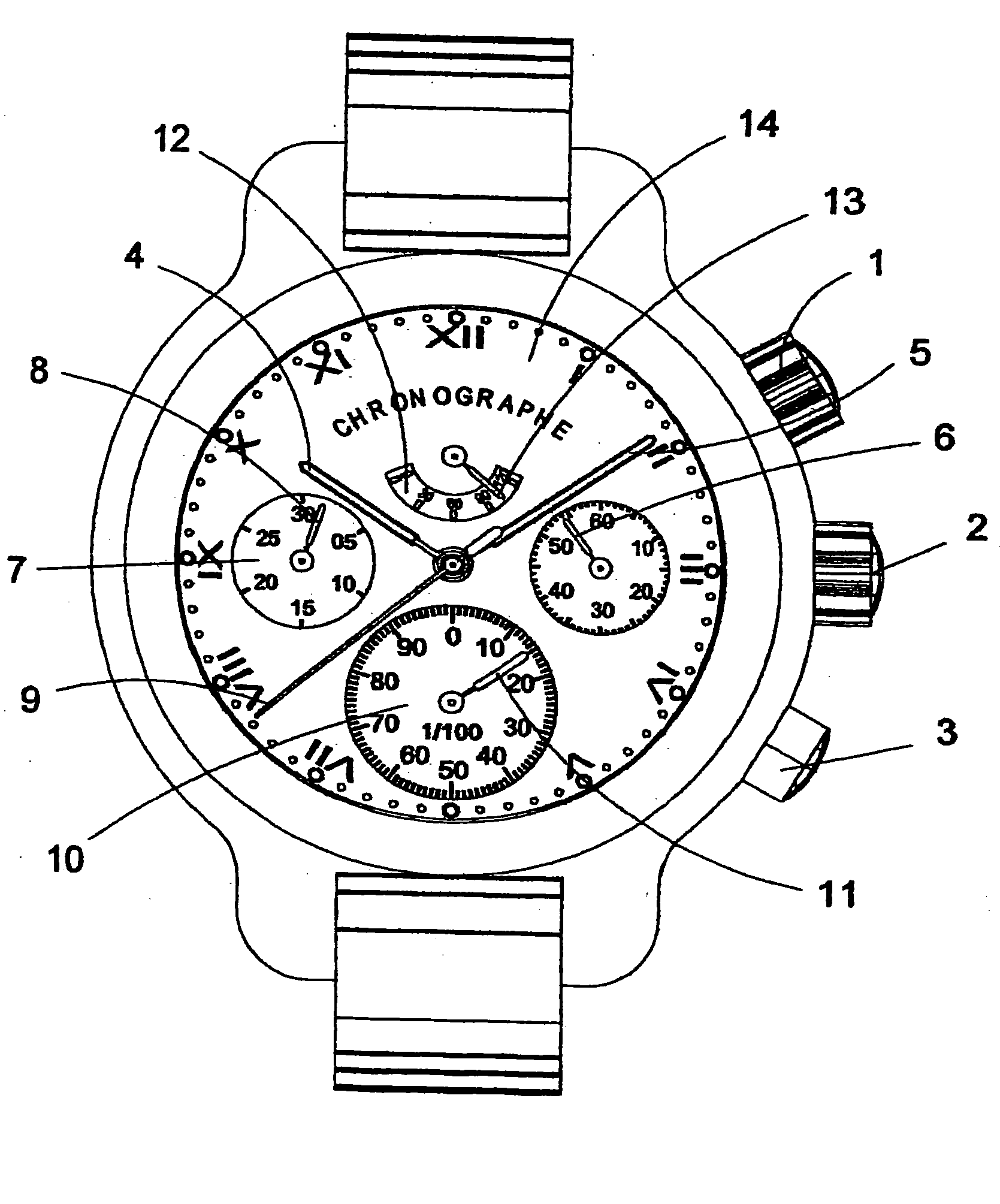 Device comprising a clock movement and a chronograph module