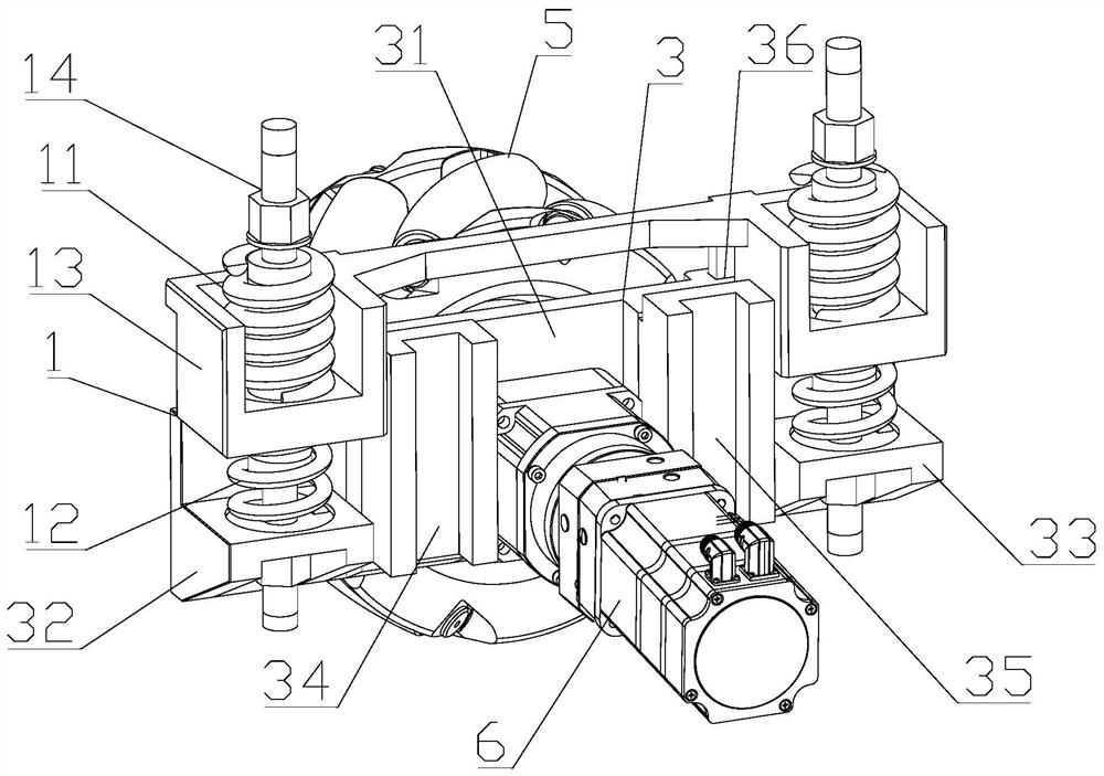 Mecanum wheel multi-rigidity spring suspension for heavy-load omnidirectional mobile platform