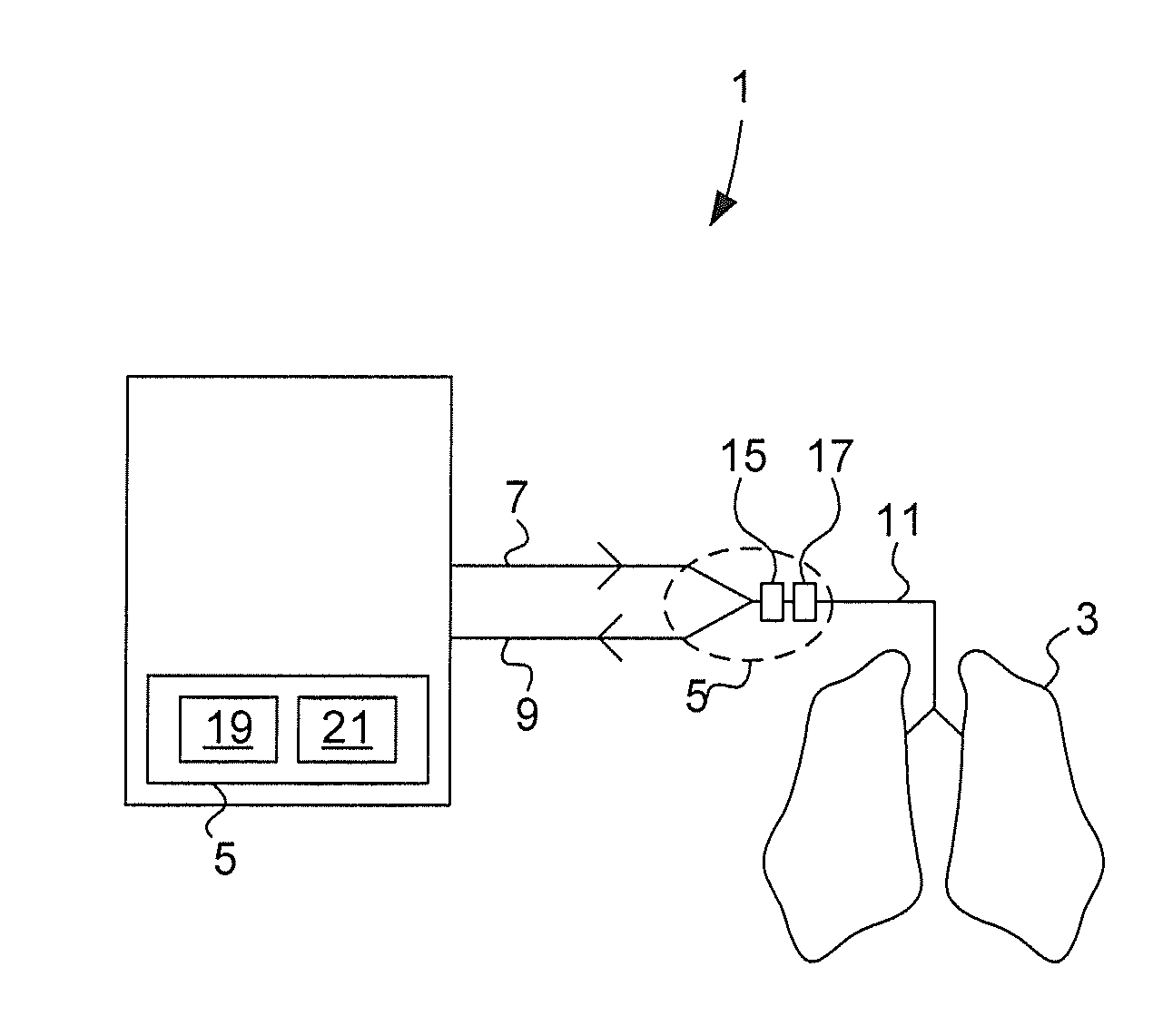 Method for continuous and non-invasive determination of effective lung volume and cardiac output