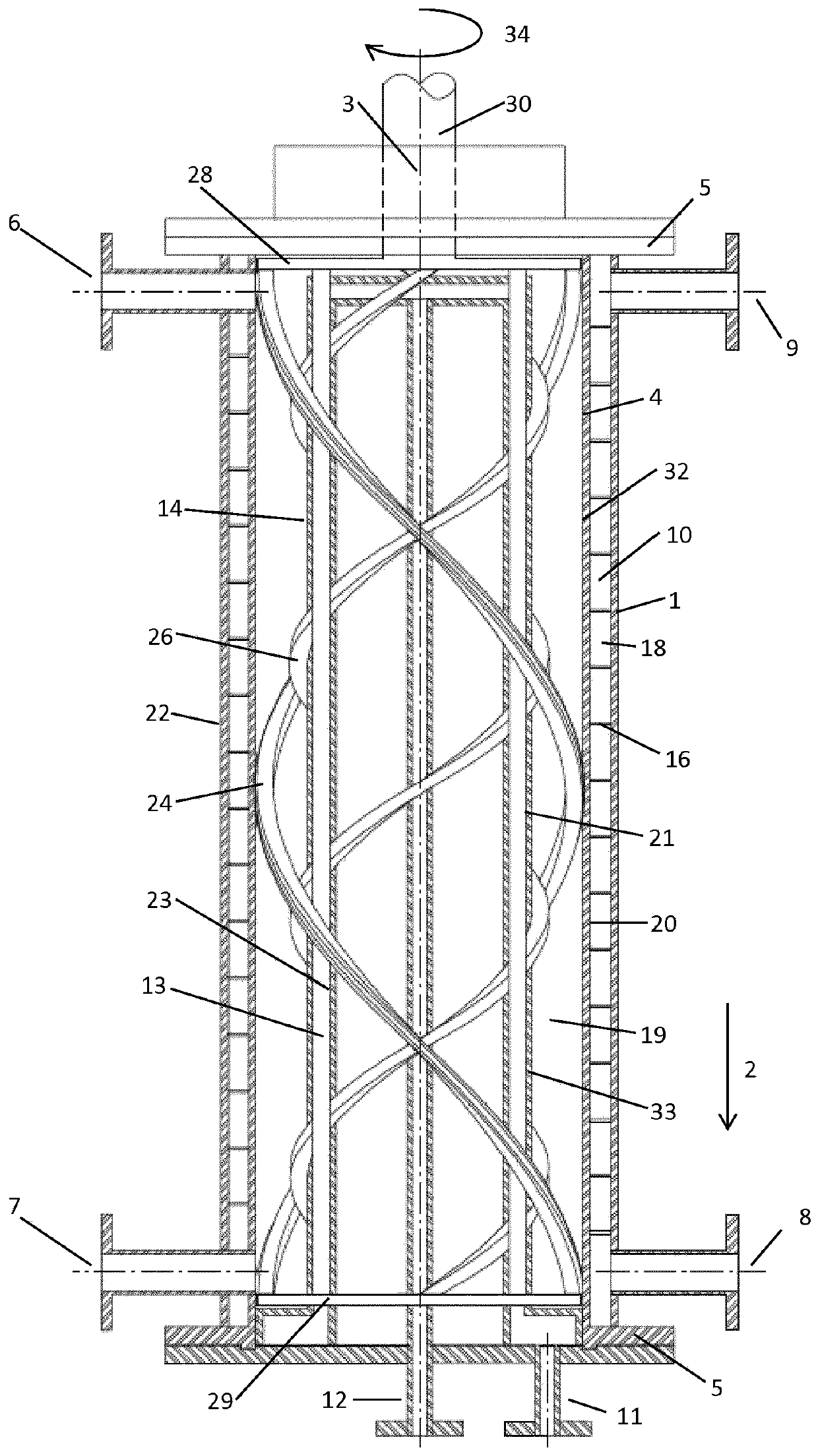 Reactor and method for continuous polymerisation