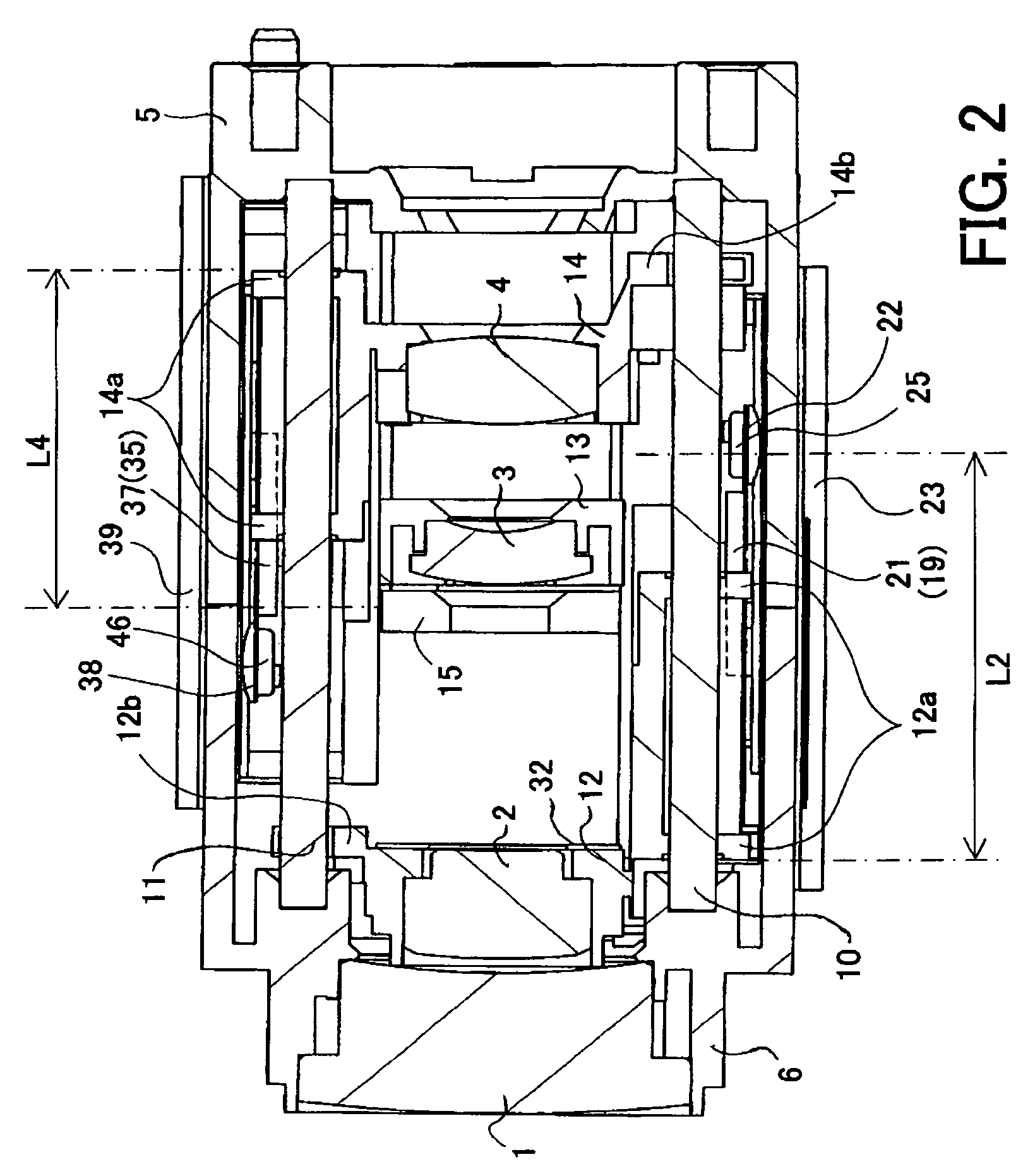 Optical apparatus having a driving source for driving a lens in an optical axis direction