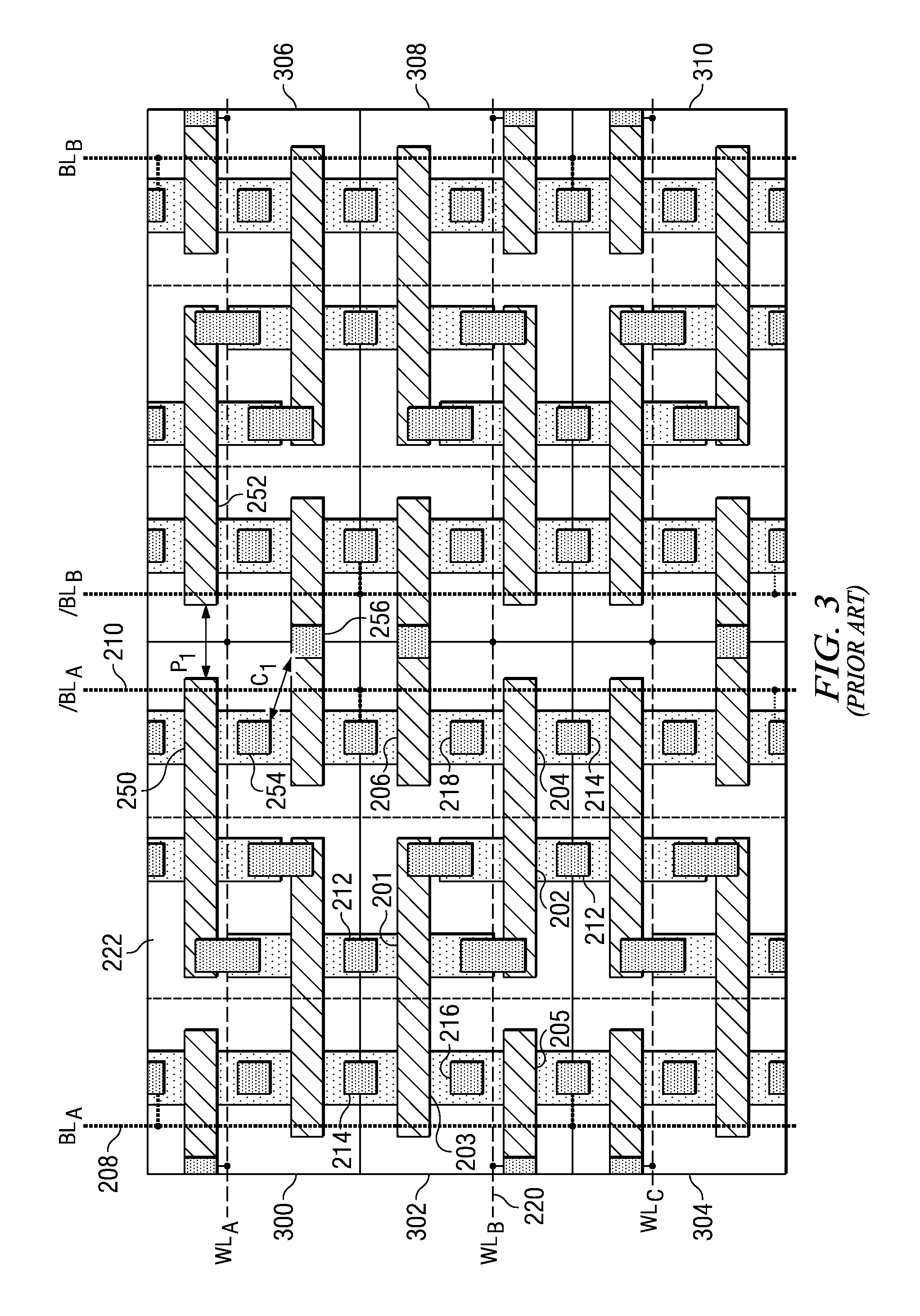 Staggered memory cell array