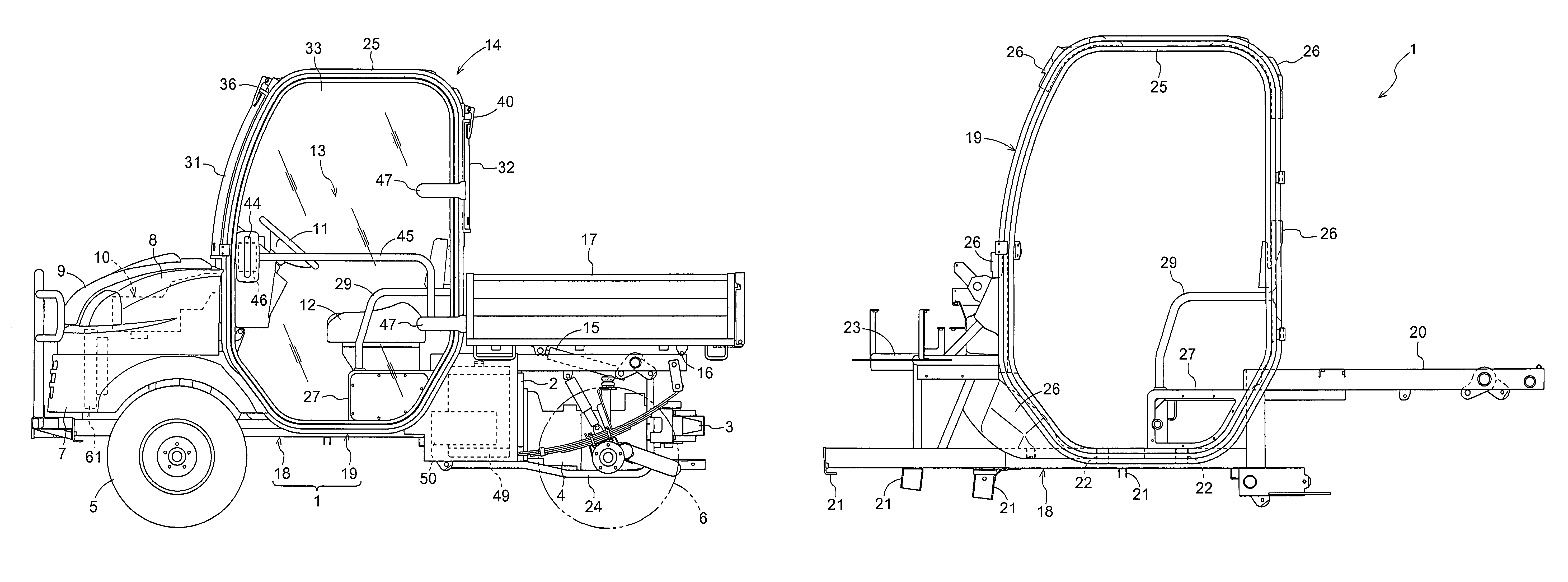 Air conditioning device for work vehicle