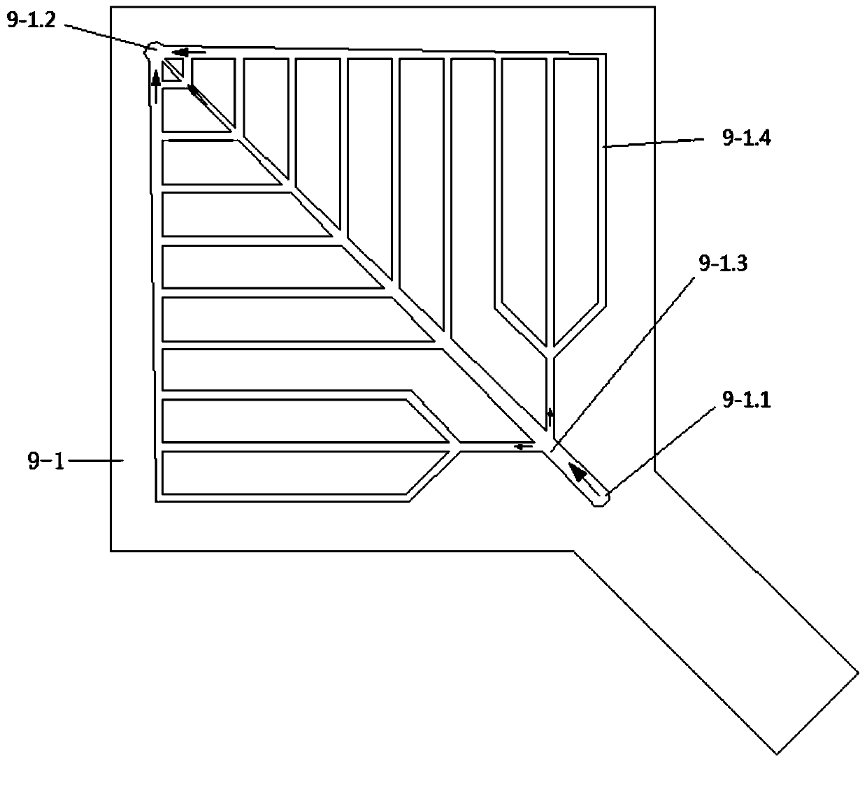 Heat radiation device with pulsating flow and leaf vein type micro channel