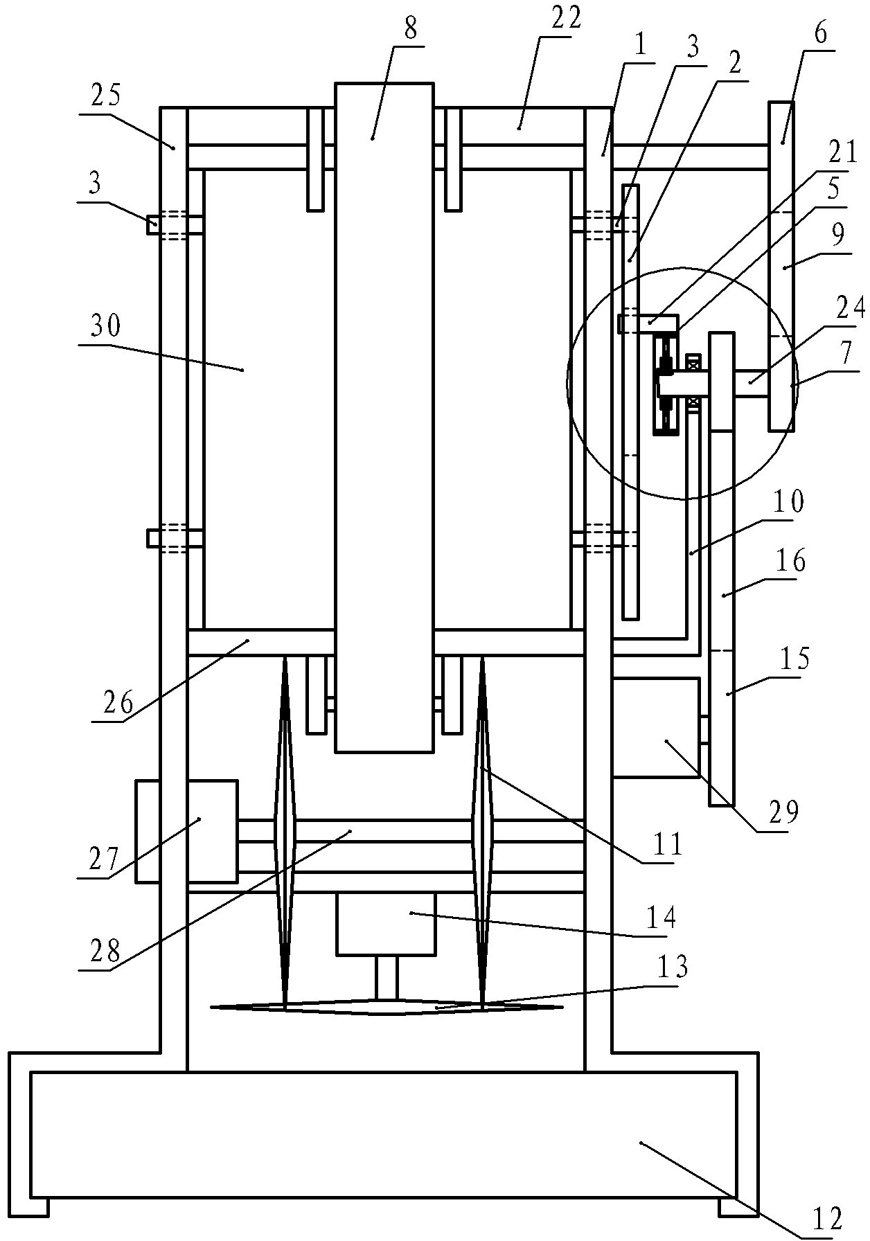 Cylindrical automatic treatment device for waste newspaper and plastic products