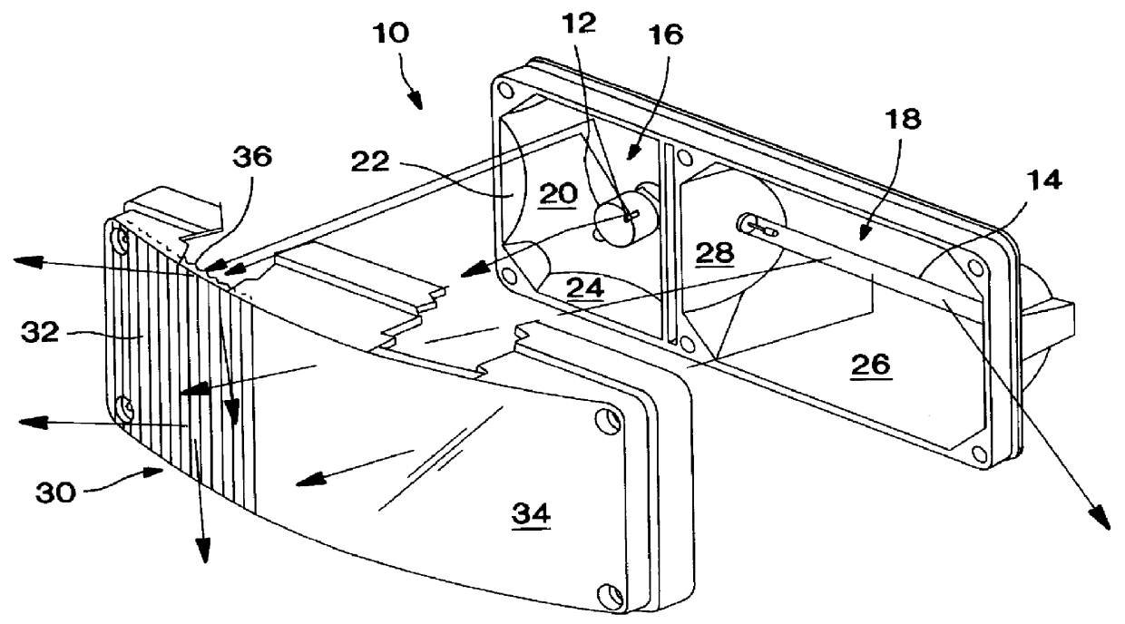 Composite warning light with emission pattern matching