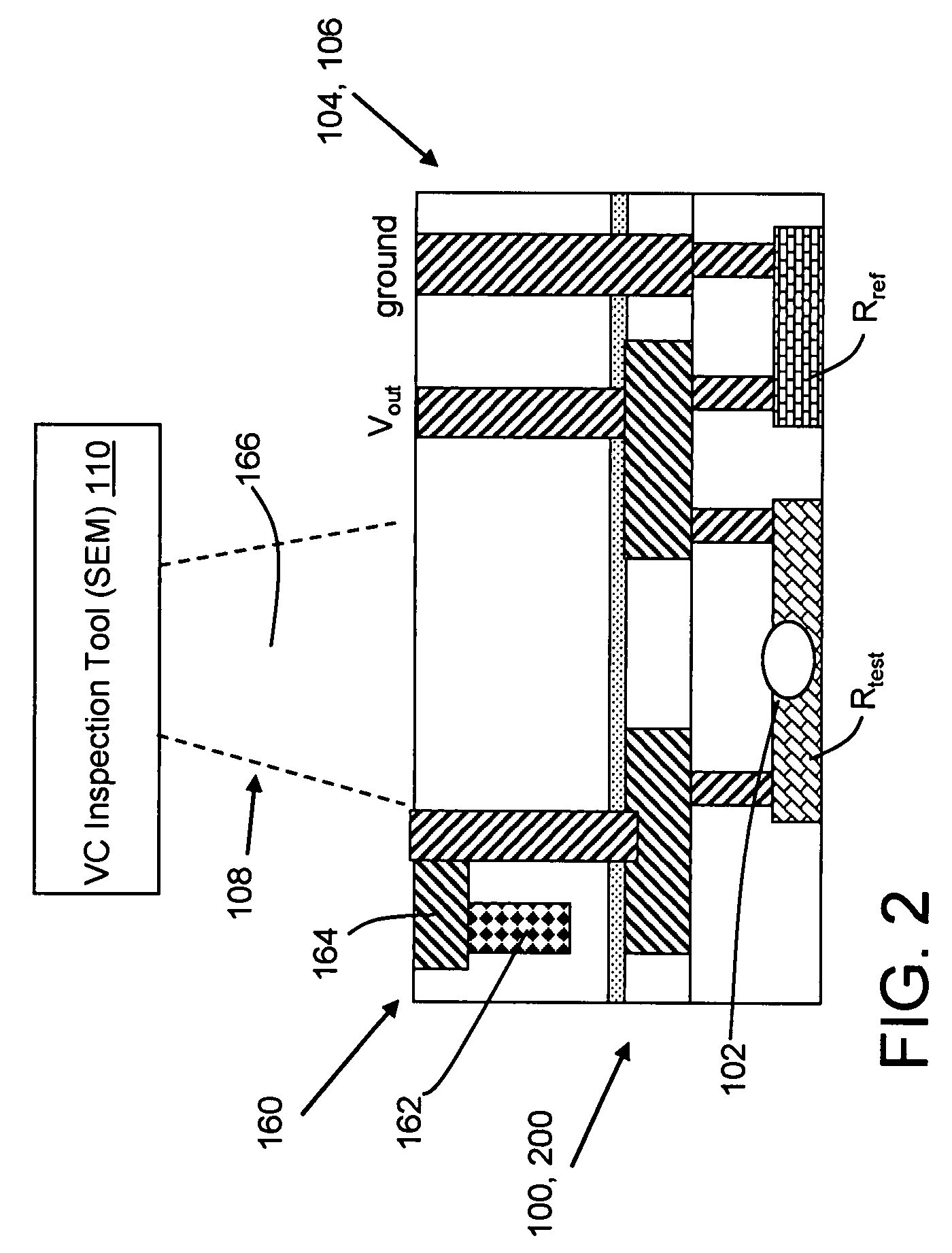 Test structure for resistive open detection using voltage contrast inspection and related methods