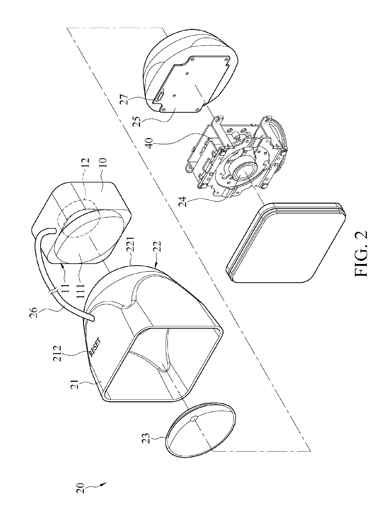 Image capturing device having power reset function