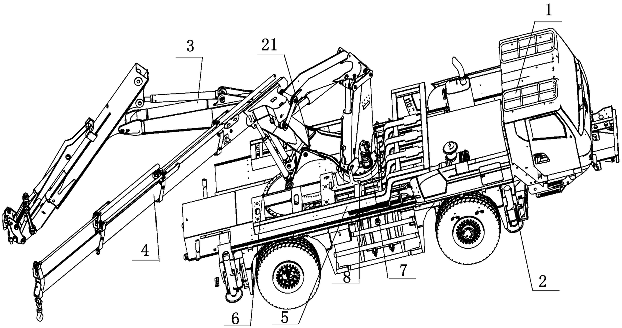 Multi-functional multi-arm coordinated operation control system for emergency rescue vehicle