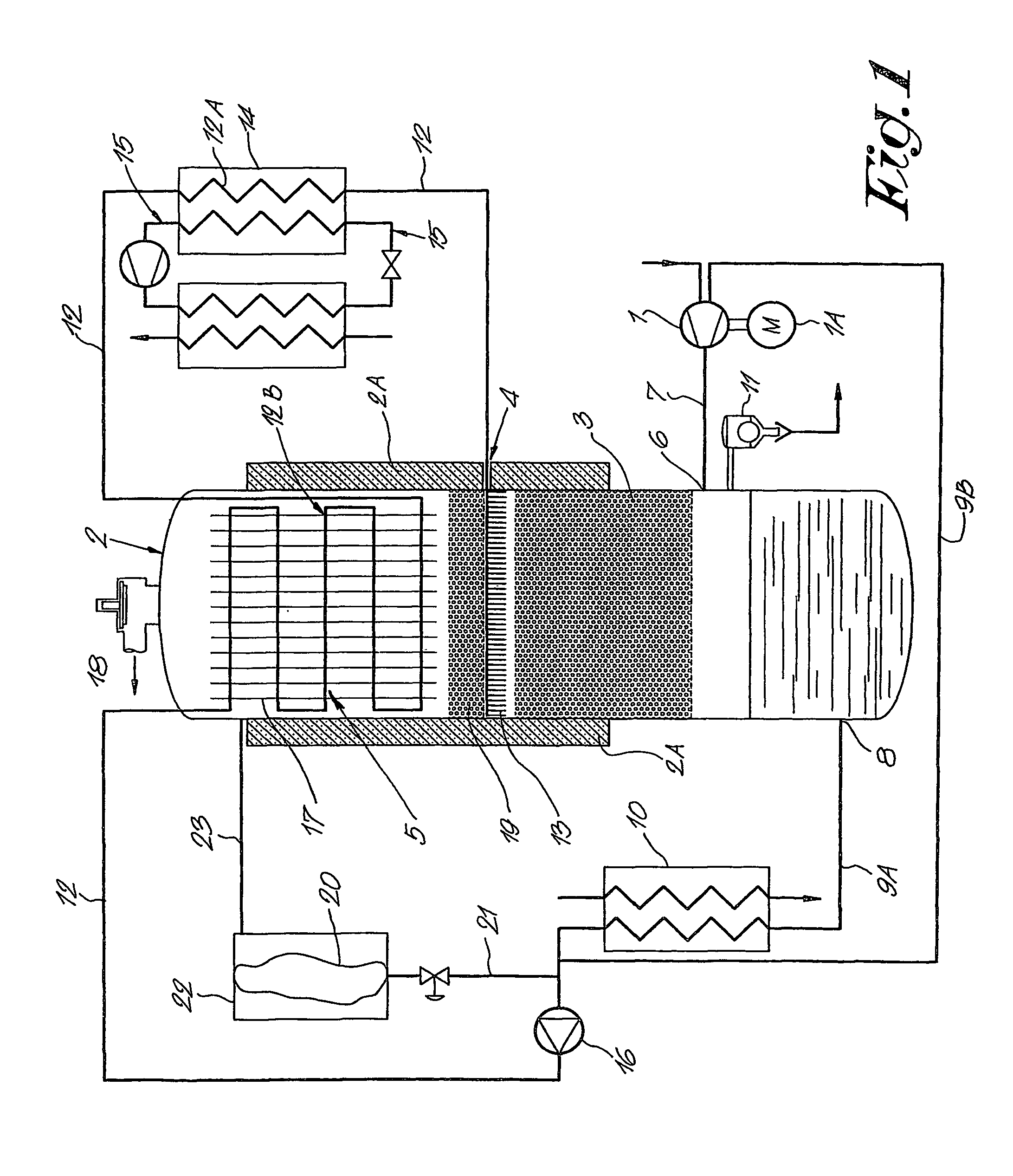 Device for simultaneously cooling and removing liquid from a gas from a compressor