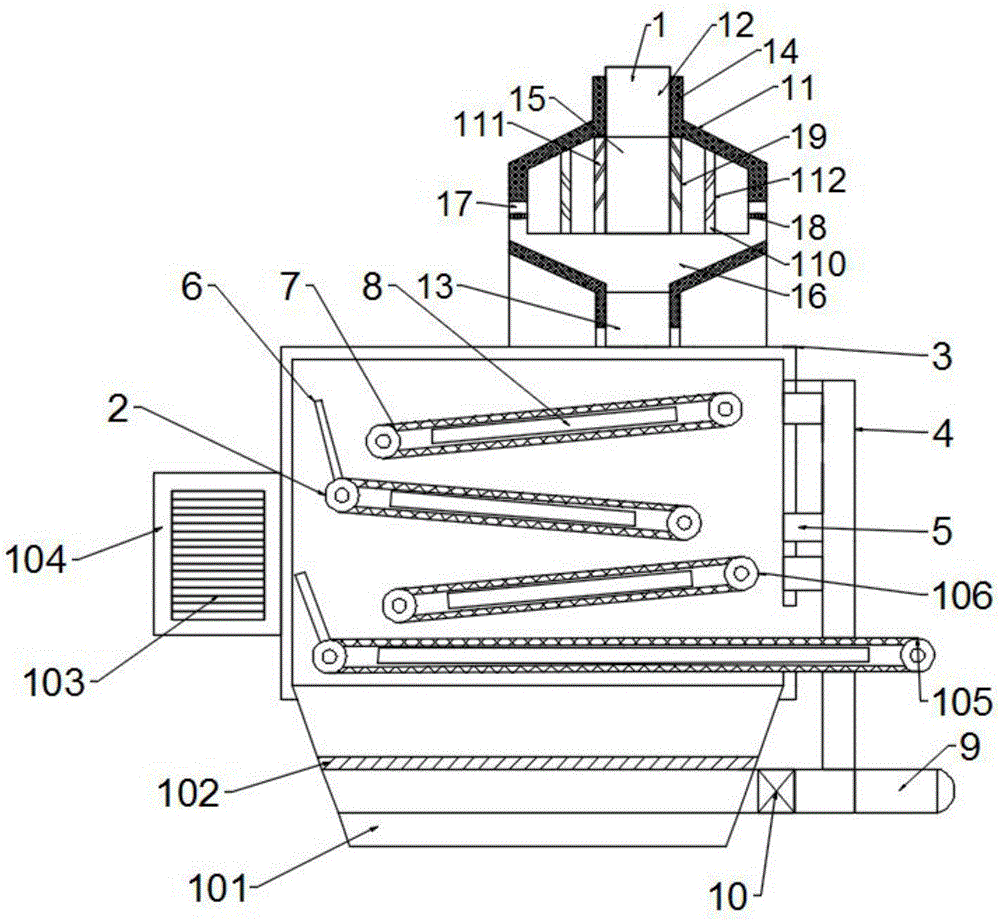 Sorting type dispersing and drying device for fermented tea