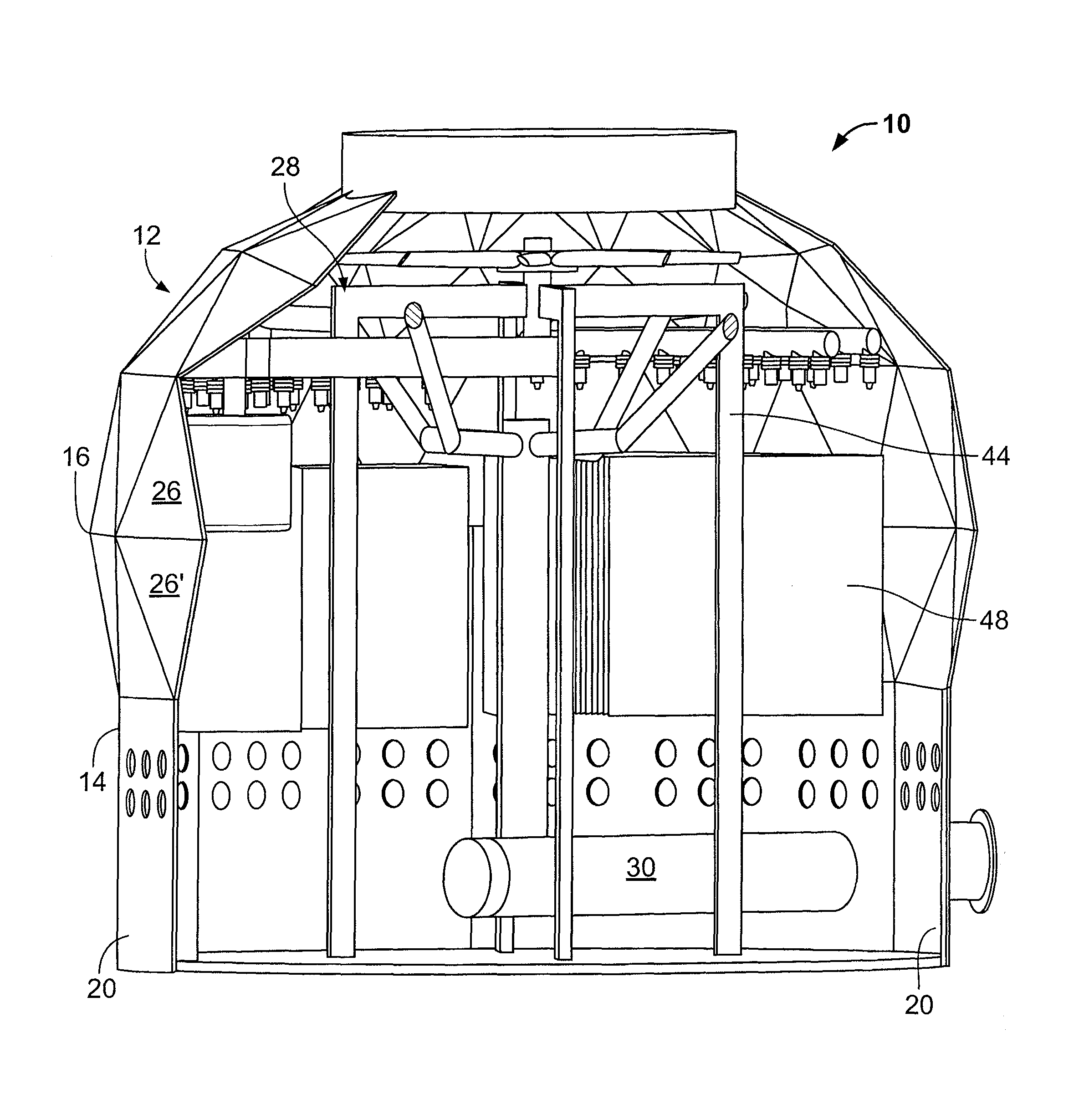 Cooling tower with geodesic shell