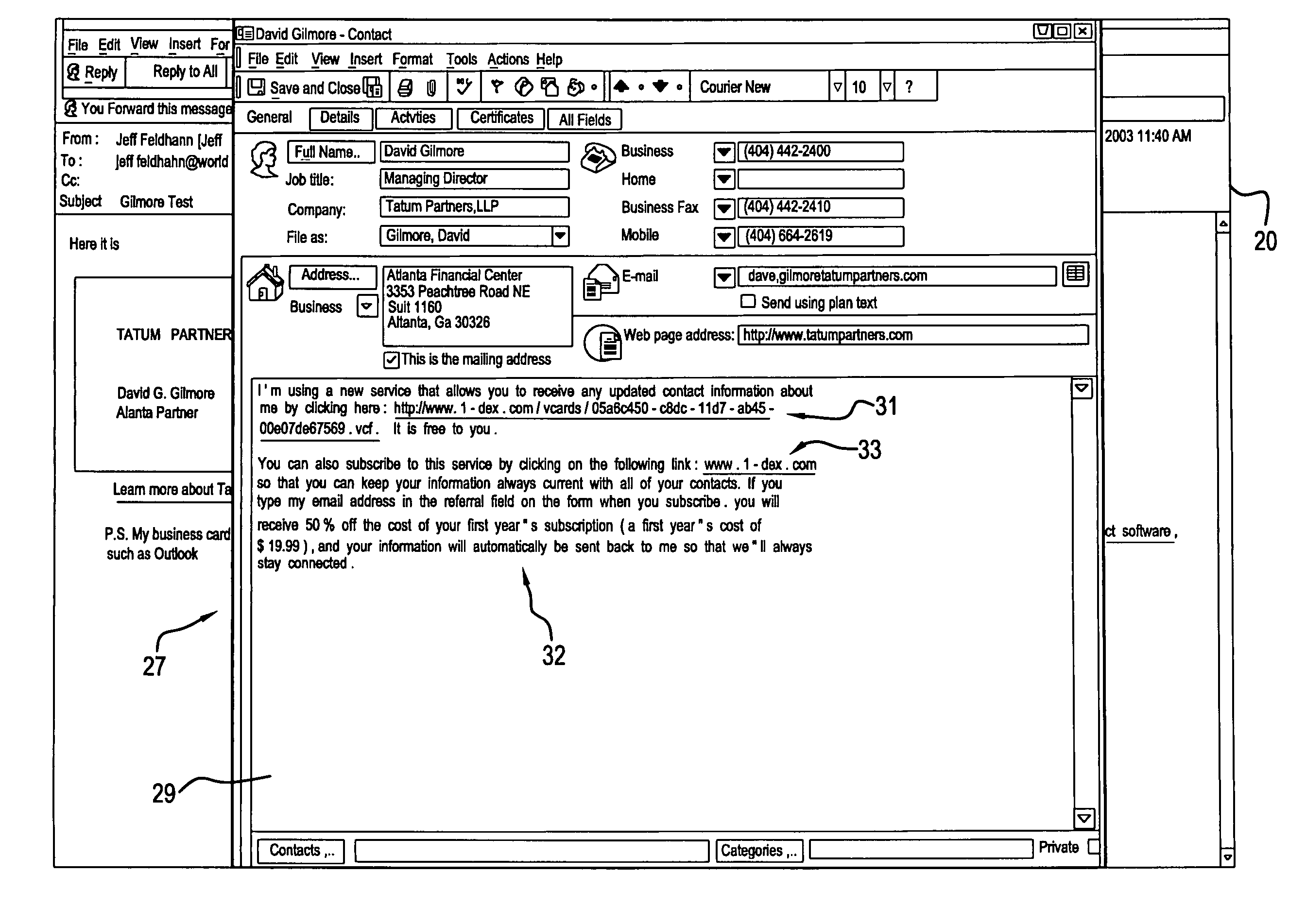 Method and system for updating electronic business cards