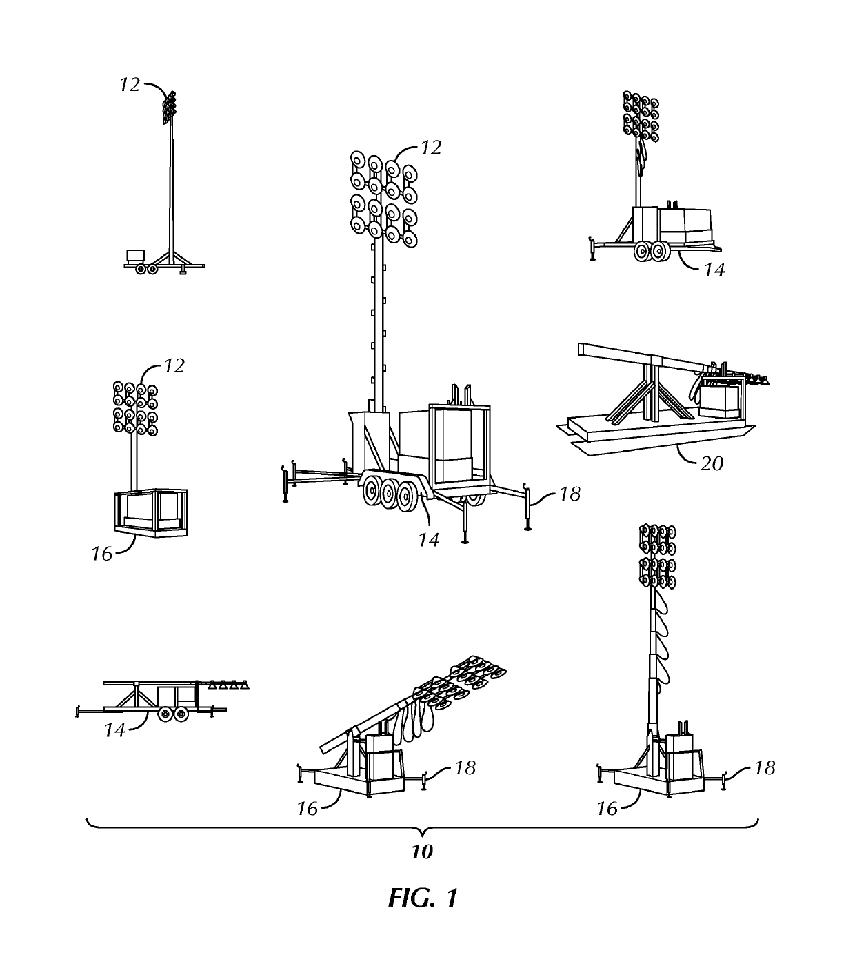 High-intensity, telescoping light tower with safety features