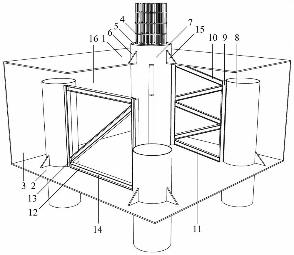 Steel-solid waste concrete combined bearing platform with composite structure and construction method thereof