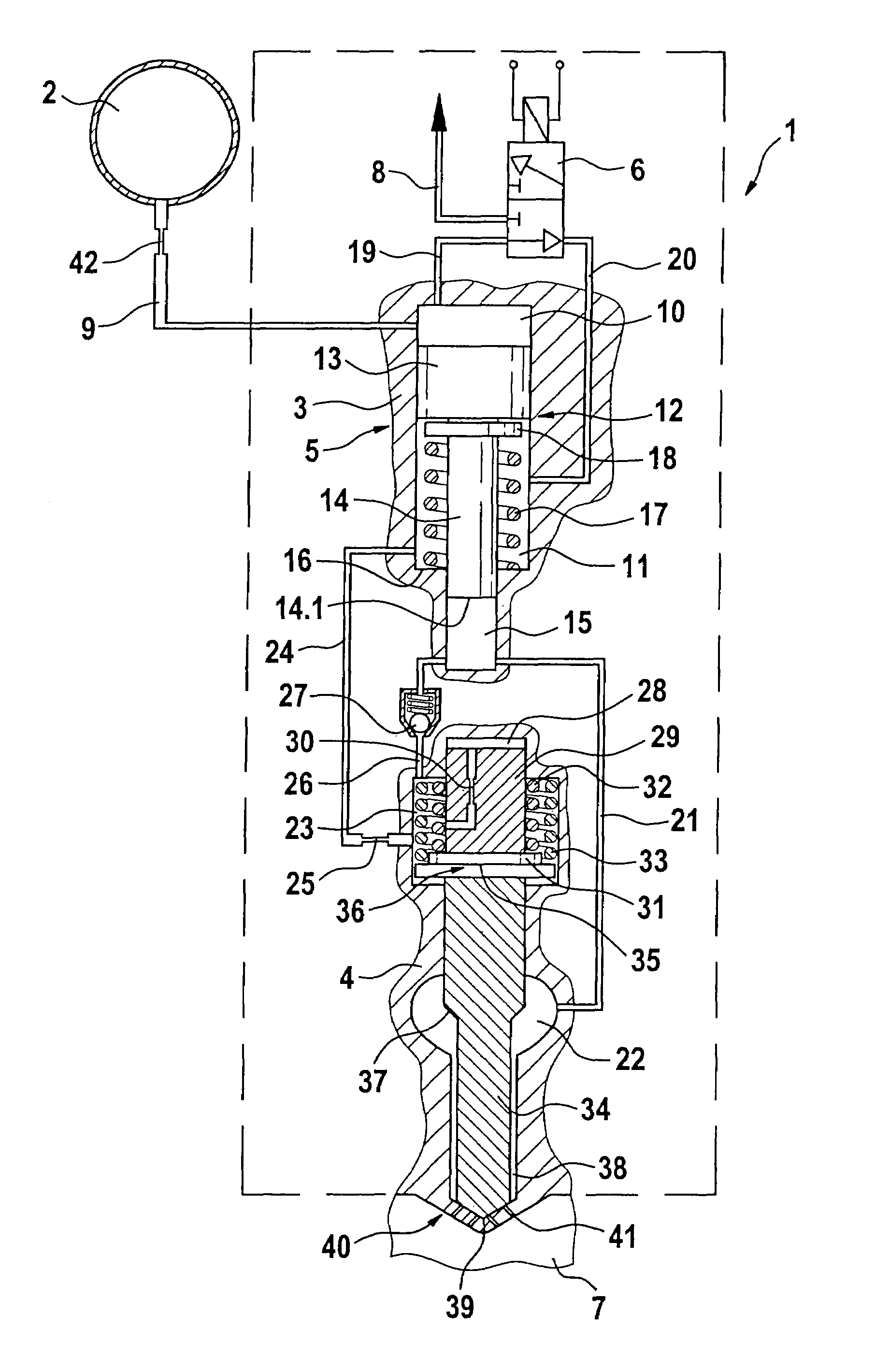 Device for attenuating the stroke of the needle in pressure-controlled fuel injectors