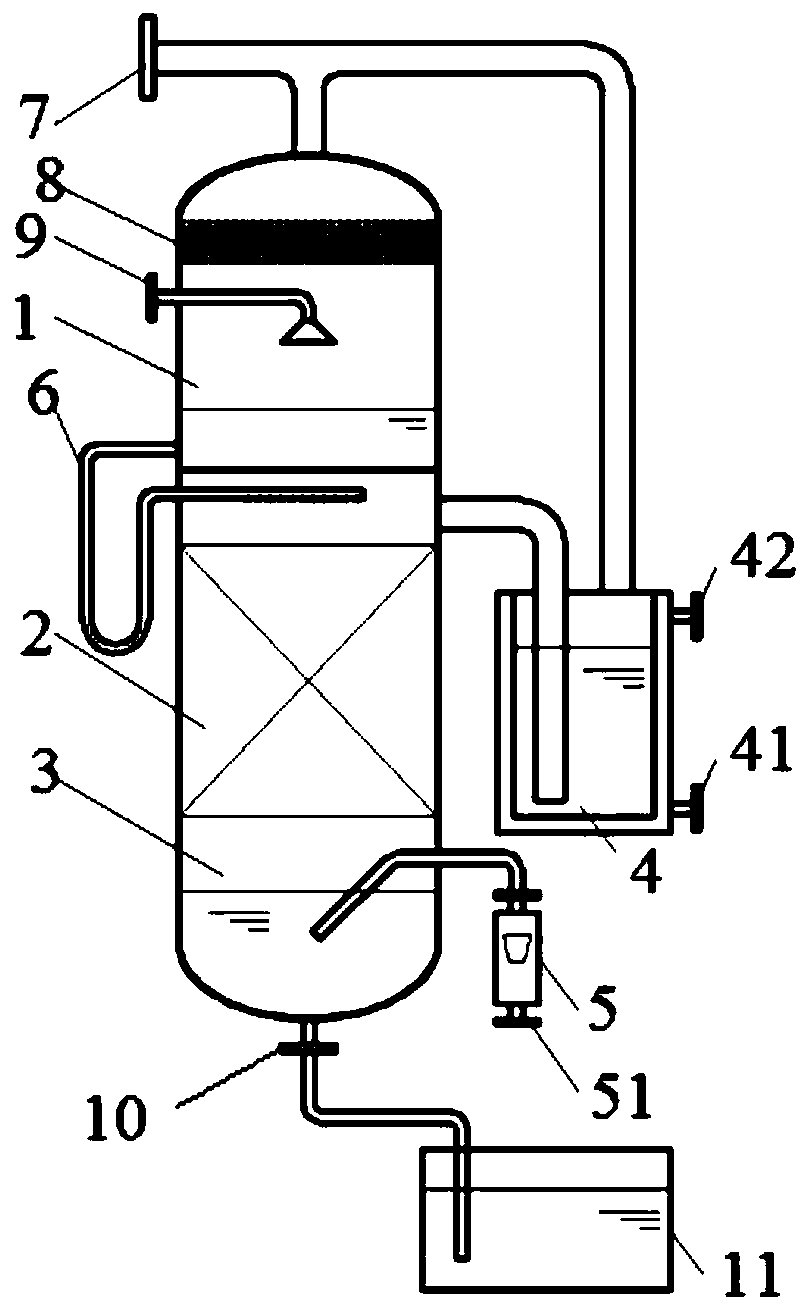 Falling film blow-off device with flash function