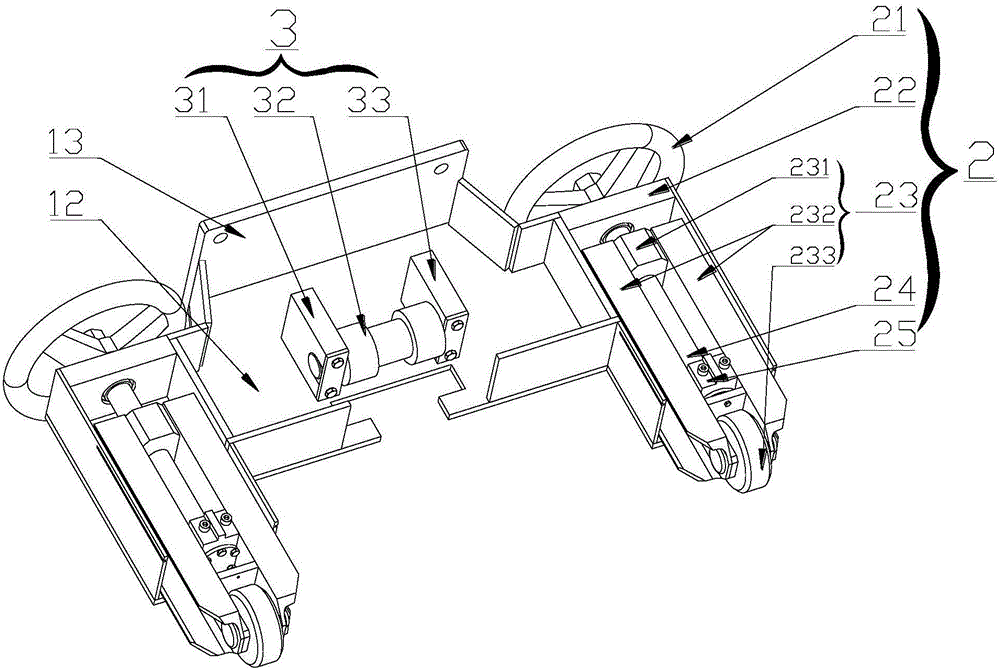 Hand wheel type online continuous adjustment lower supporting device used for hydraulic climbing formwork system