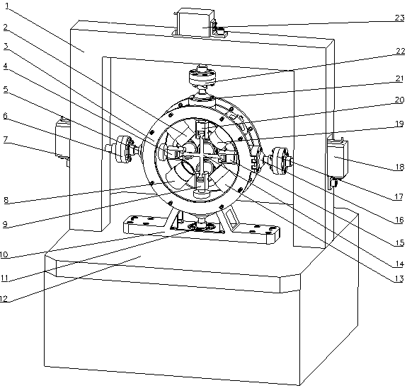 Biaxial tensile compression testing device under ultrahigh temperature complex load