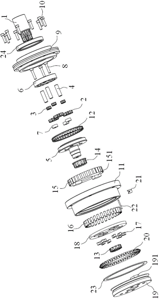 Speed reducer with planetary gears and cycloidal gear