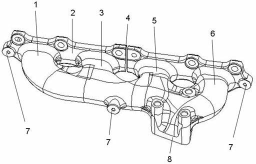 Cast iron exhaust manifold for supercharged gasoline engine