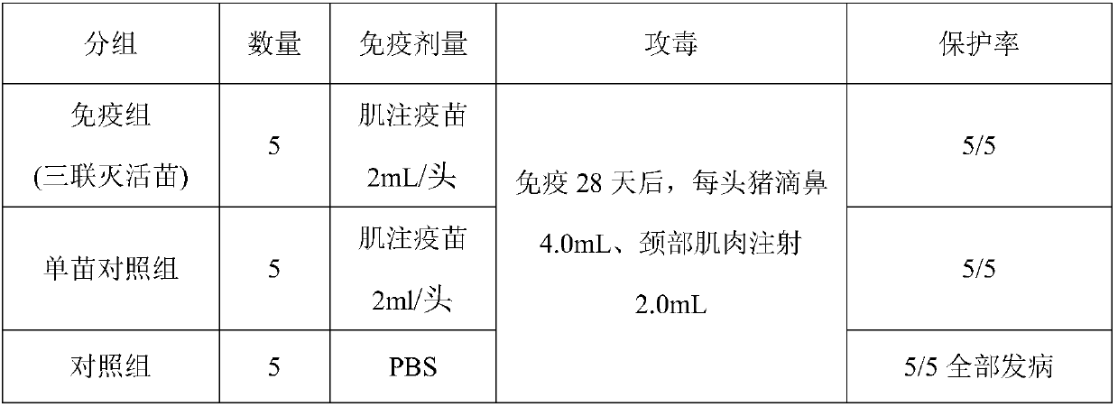 Preparation method of PCV2, PRRSV and mycoplasma hyopneumoniae triple inactivated vaccine