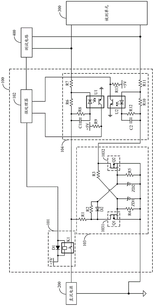 A kind of mass production test equipment and its short-circuit overcurrent protection circuit