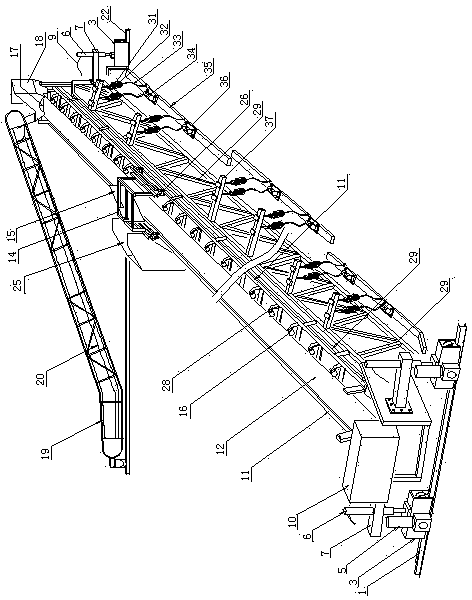 Large channel side slope bed course spreading machine