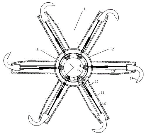 Forage tumbling device that shakes off forage and has separate hooks