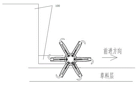 Forage tumbling device that shakes off forage and has separate hooks