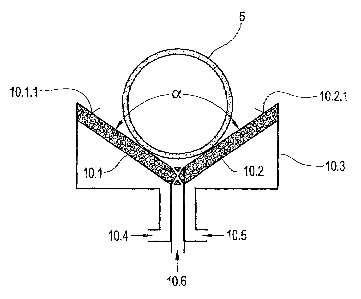 Device for supporting a horizontal guided glass strand