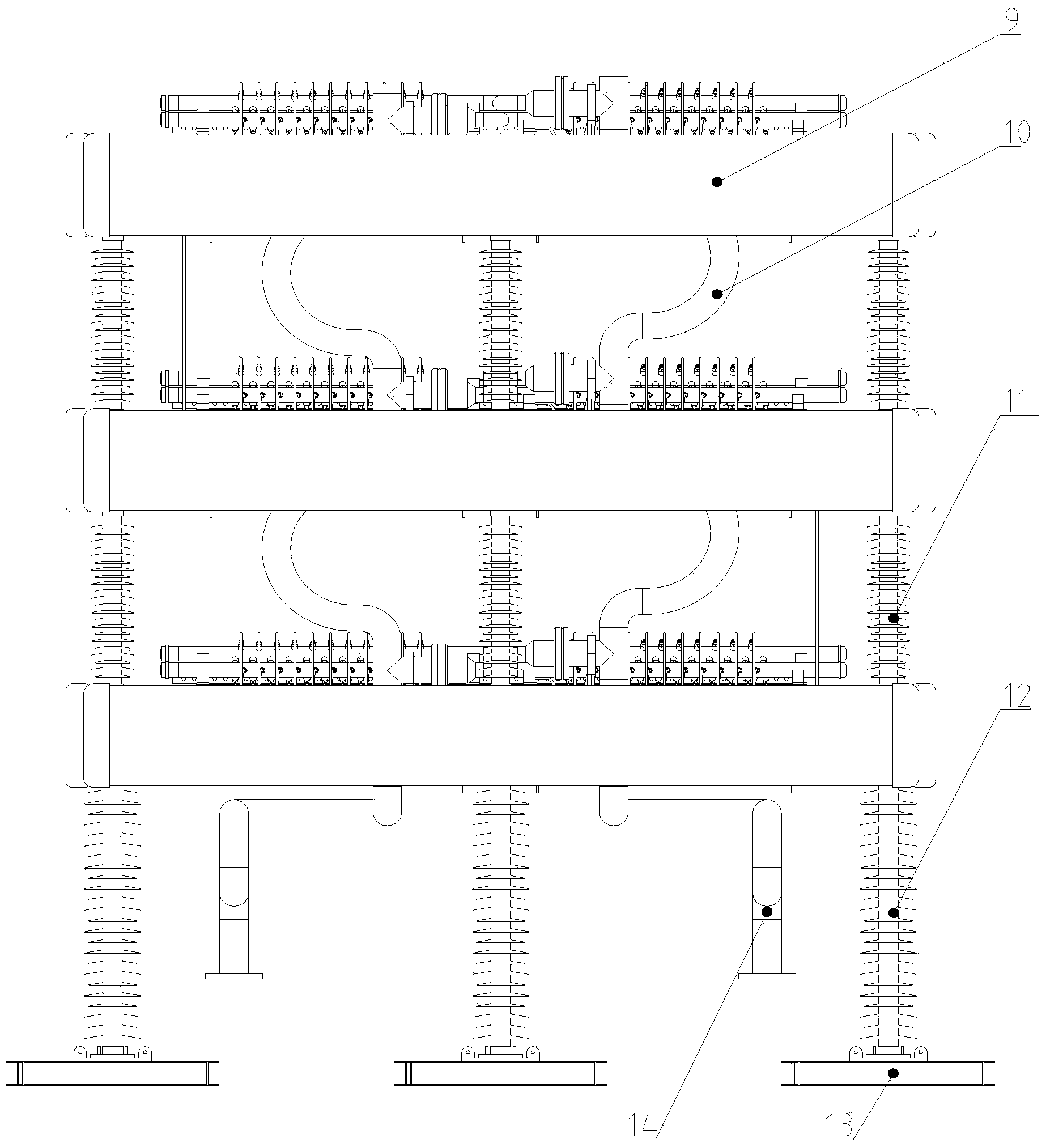 Horizontal directly-linked thyristor valve block