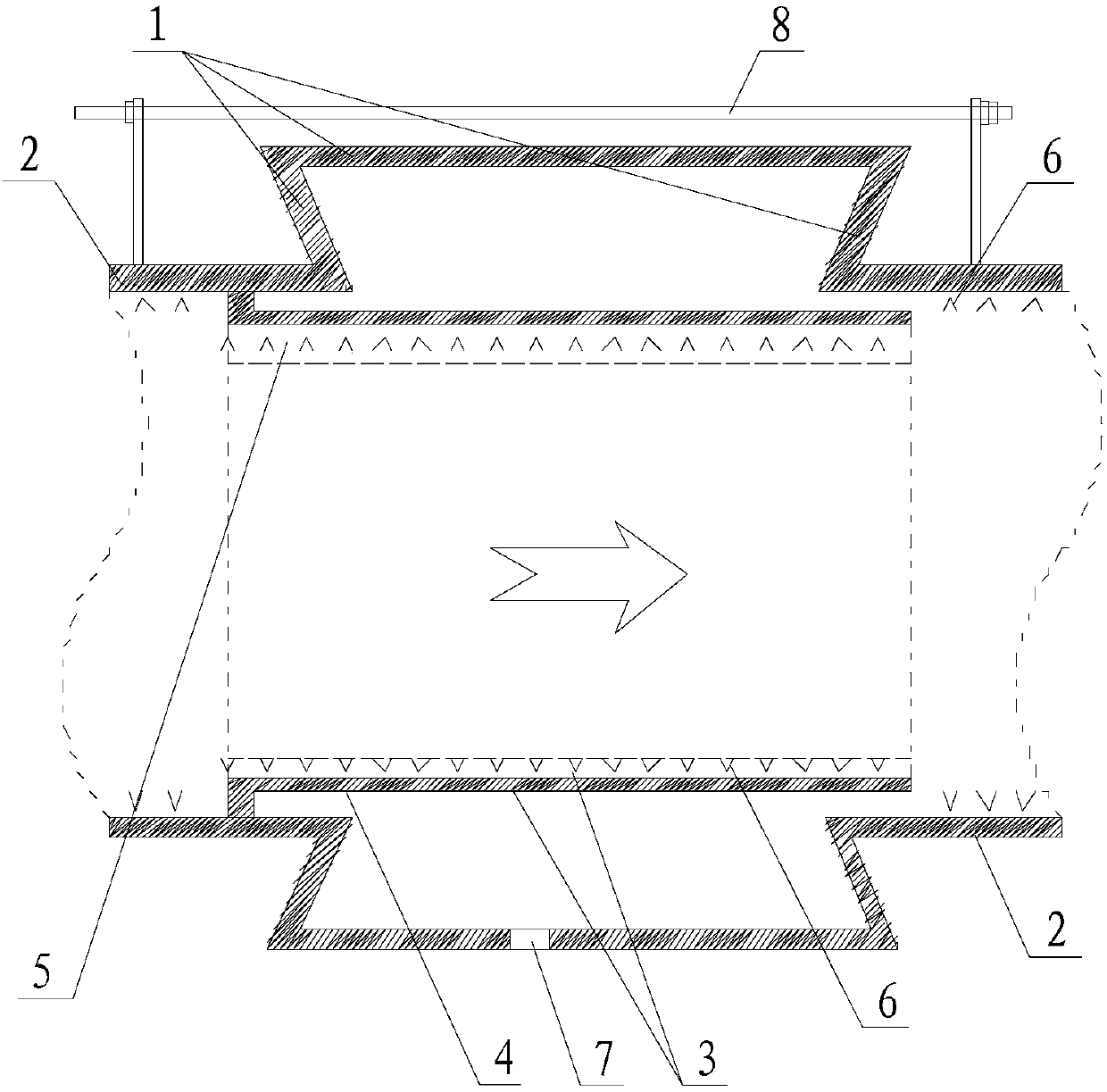 Connecting structure for SO2 flue gas pipelines and expansion joint