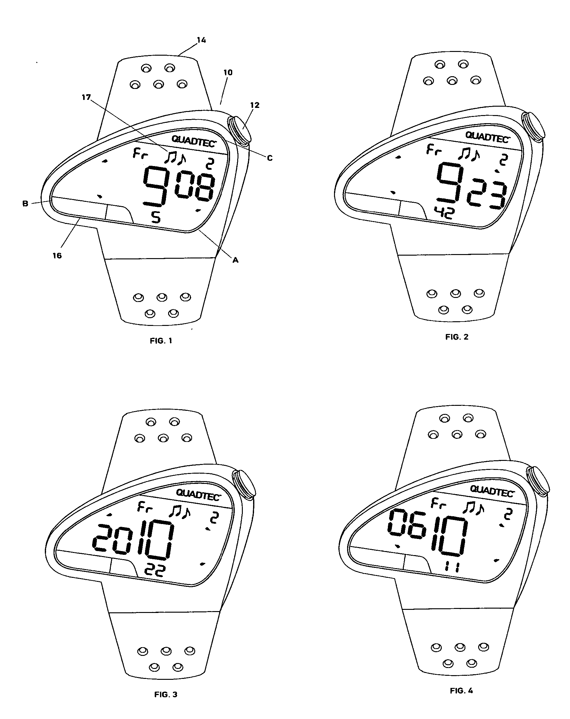 Ergonomic watch case, time display and setting crown