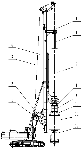 Rotary joint inner and outer drill pipe stop-rotation type rotary excavation pile machine hole bottom hydraulic high-frequency down-the-hole rock-breaking drill