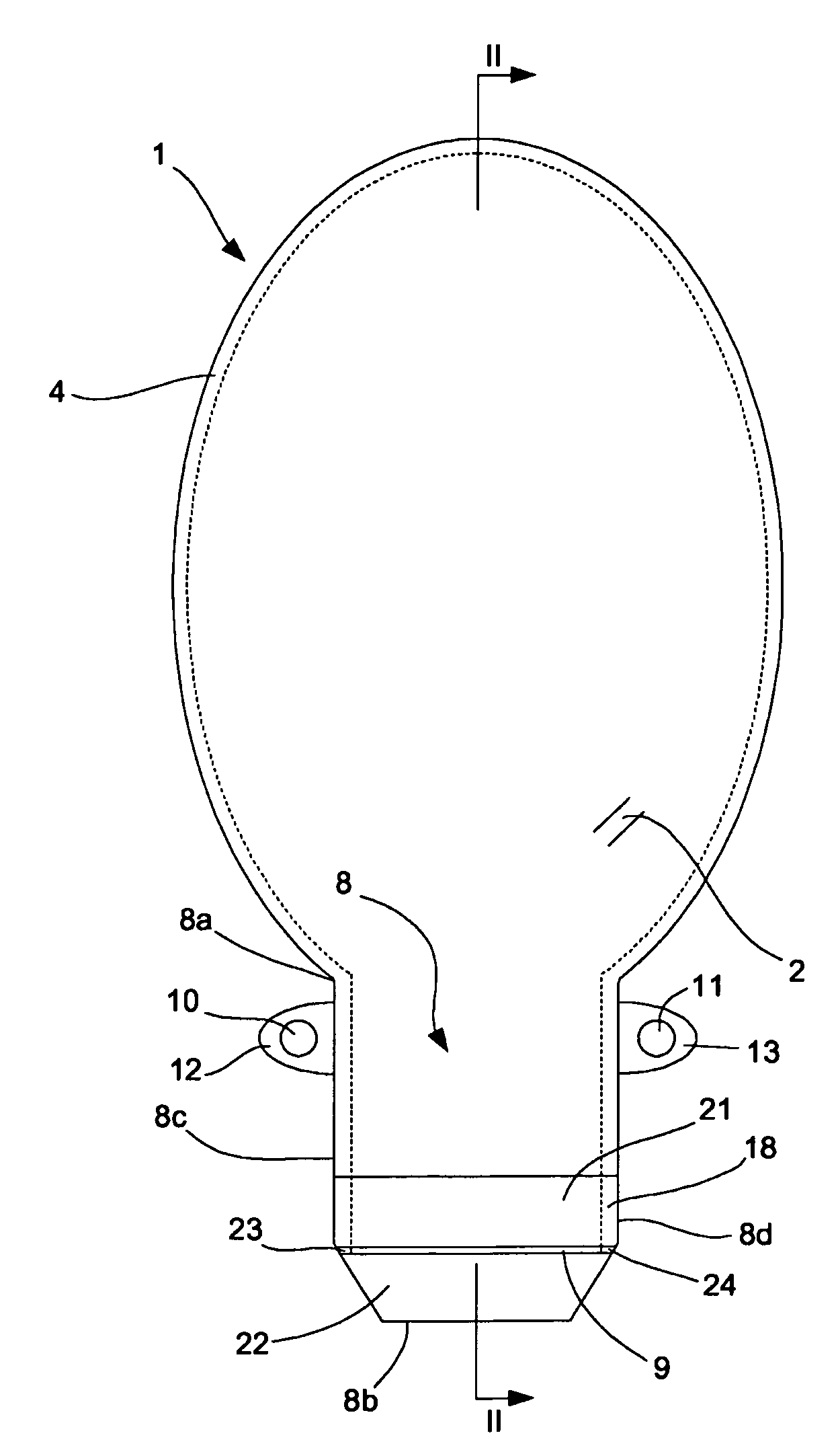 Collecting Bag Having Closure Provided with a Chamfer