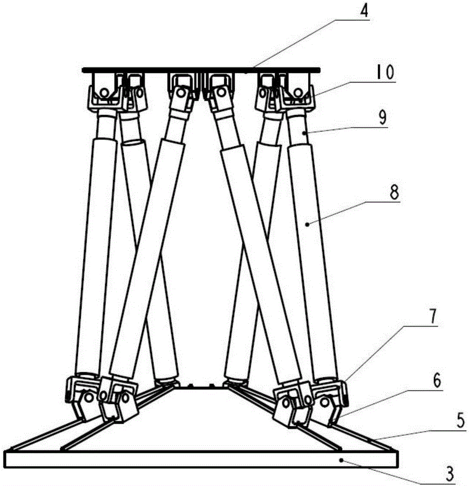 Parallel type six-freedom-degree redundant driving antenna structural system