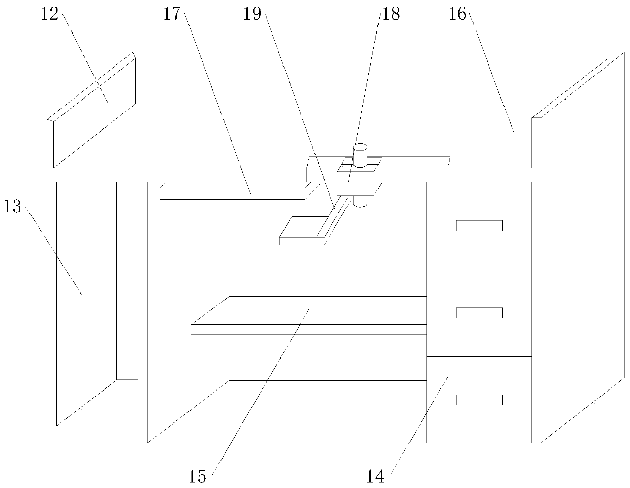 A kind of computer table with the function of lifting hands