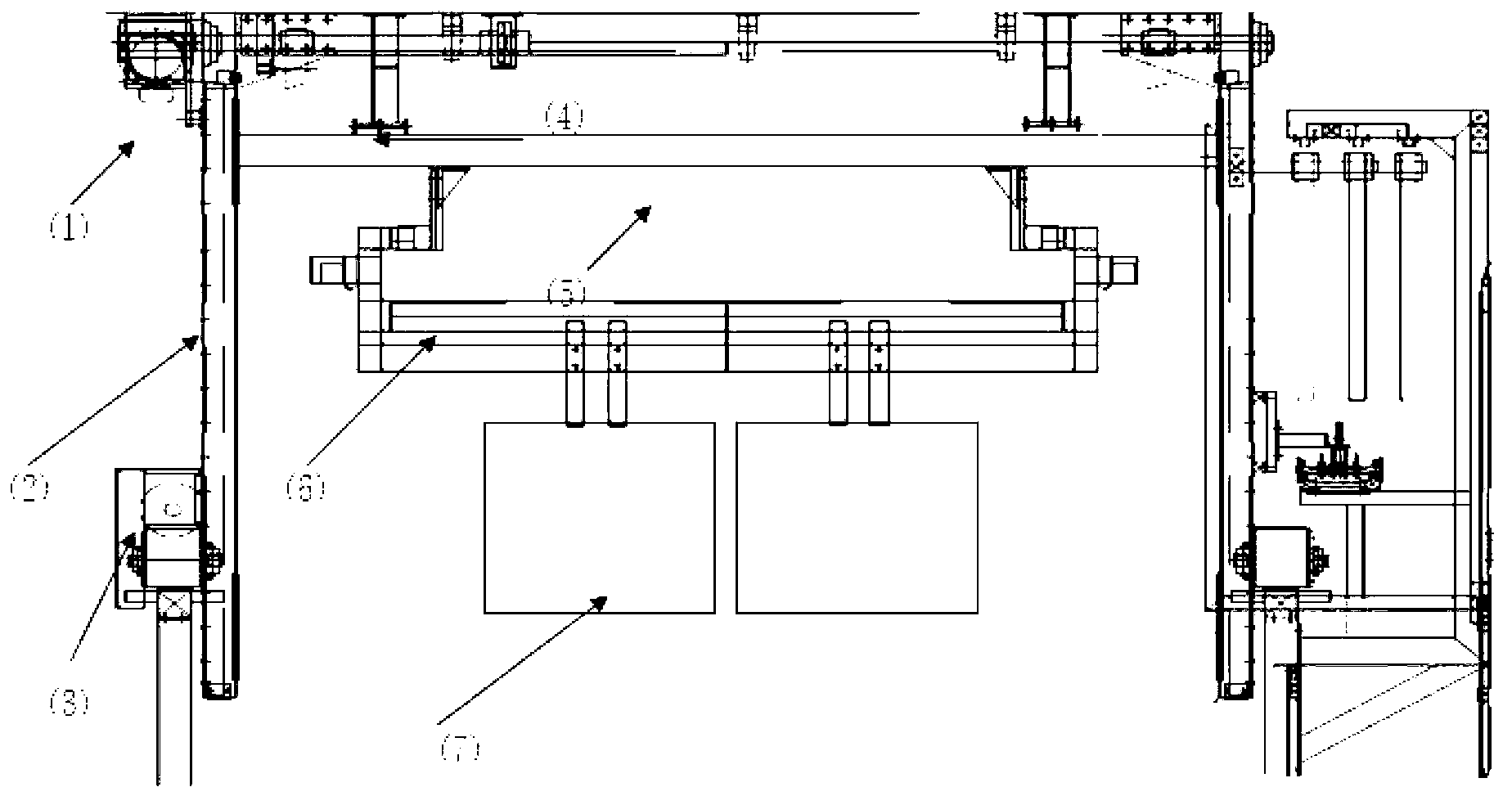 Bridge crane and method for reducing carry-over quantity of vertical gold wire and gold-plated wire workpiece