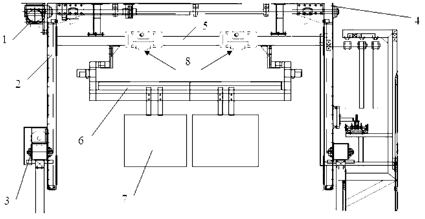 Bridge crane and method for reducing carry-over quantity of vertical gold wire and gold-plated wire workpiece