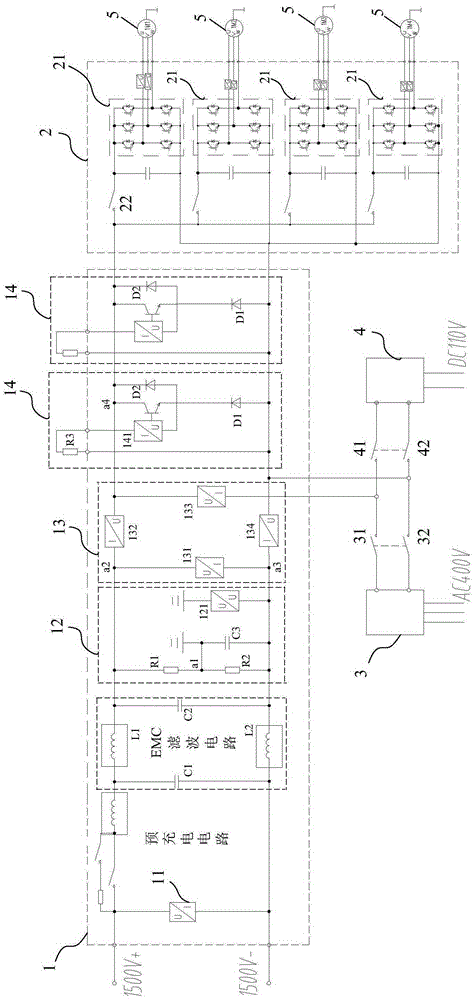 Direct-current permanent magnet brushless motor converter used for rail vehicle