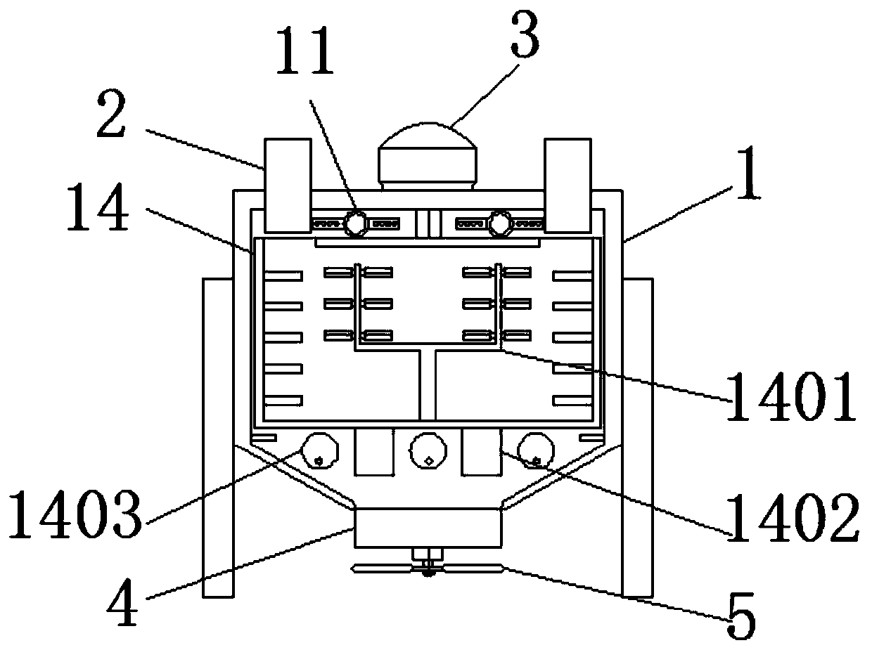 Compound fertilizer processing mechanical equipment with segmented waste gas treatment function