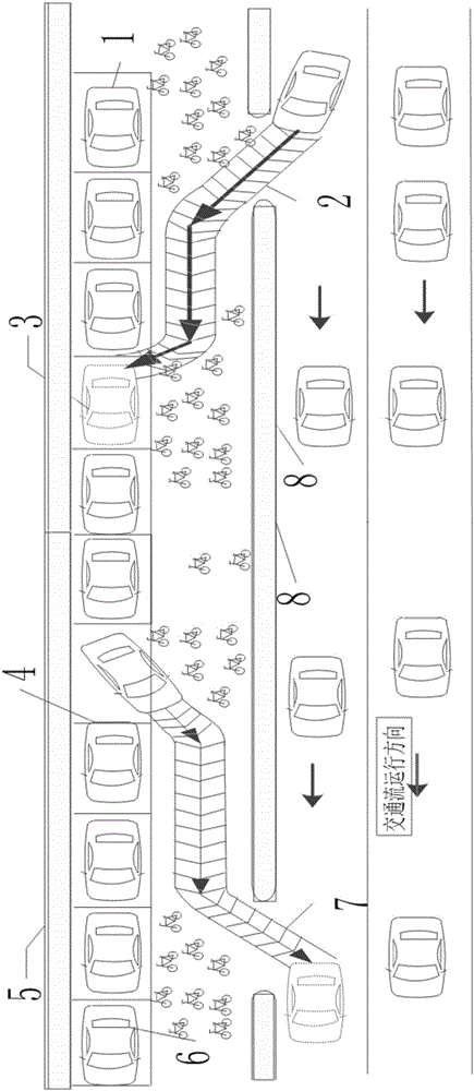 Setting method of in-road parking system on urban non-motor lane