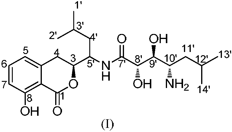 Preparation method for amicoumacin isocoumarin compound and application of compound