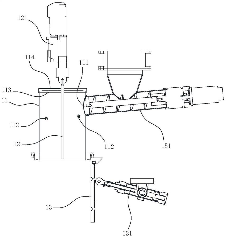 Stirring device and heat preservation and sound insulation board pouring system