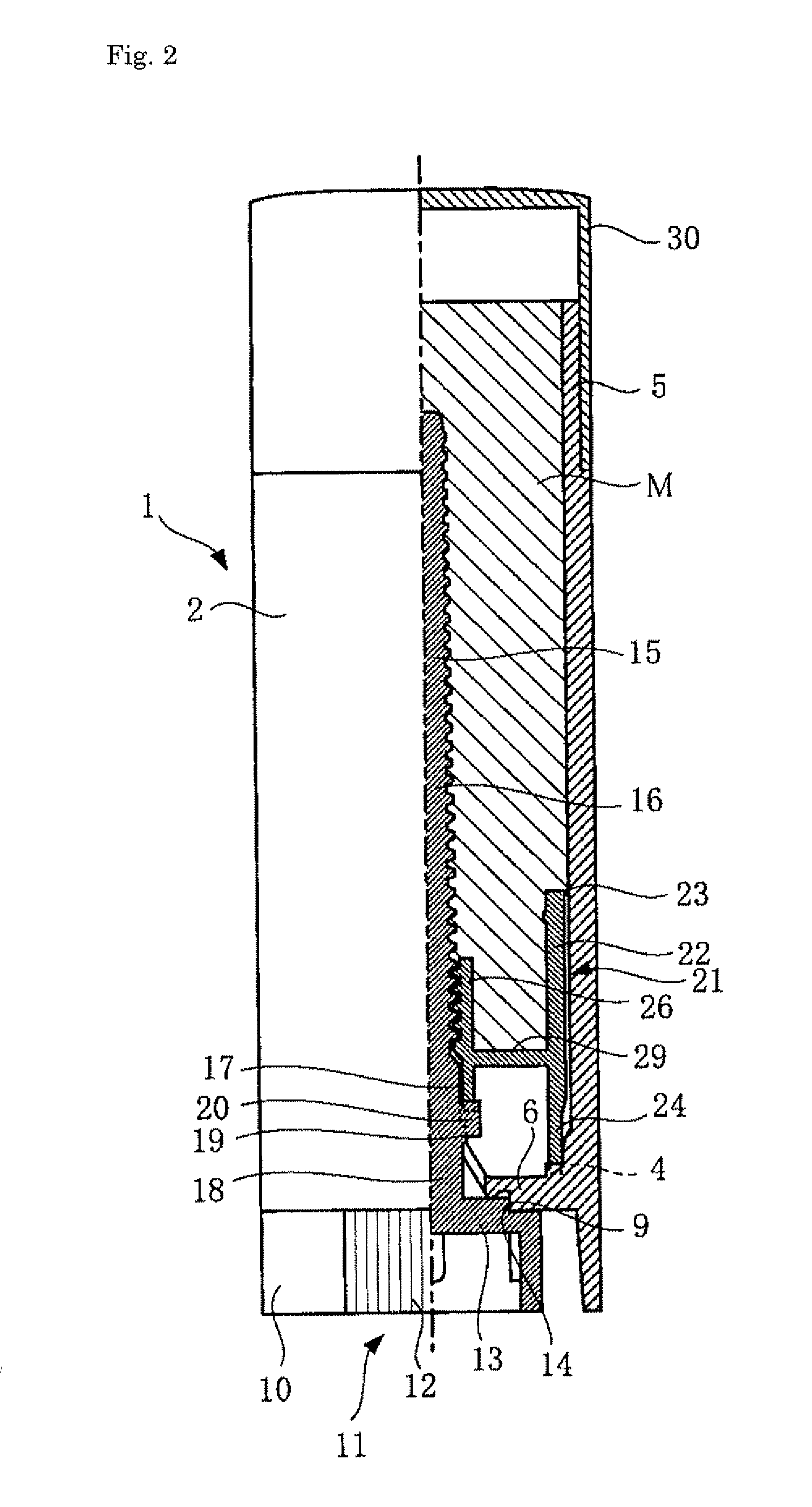 Twistable container for elevating a solid stick