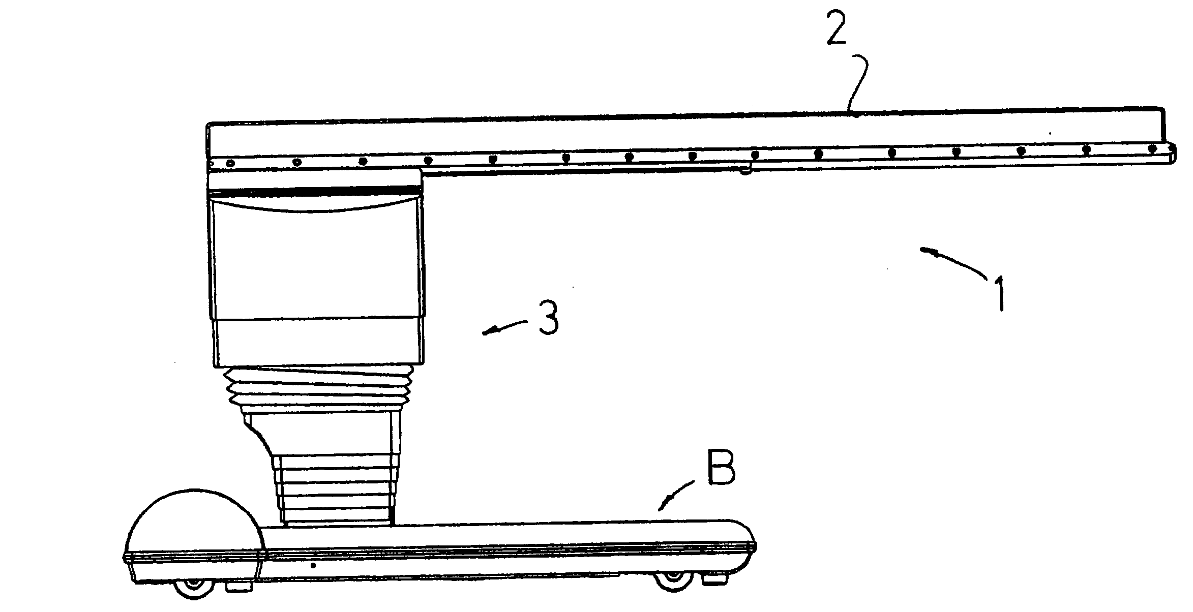 Surgical table with displacement arrangement