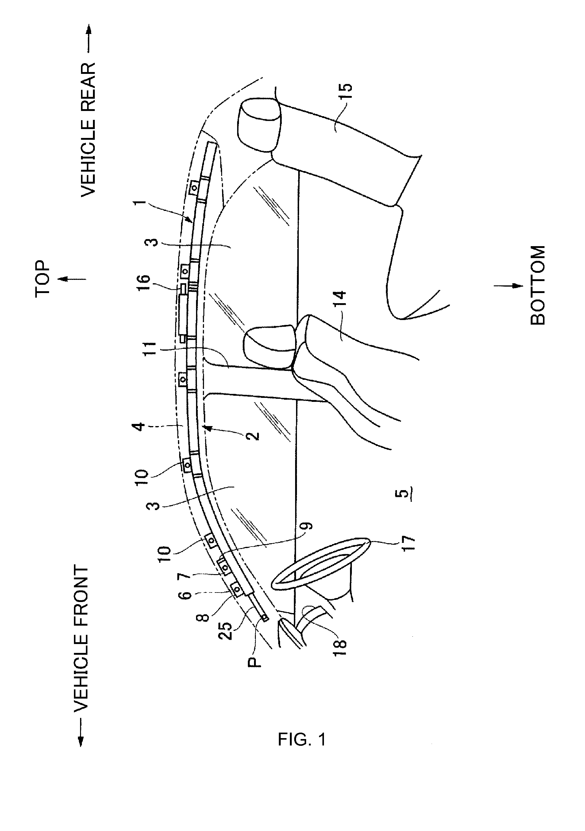 Vehicular Curtain Air-Bag Device, and Mounting Structure for Same