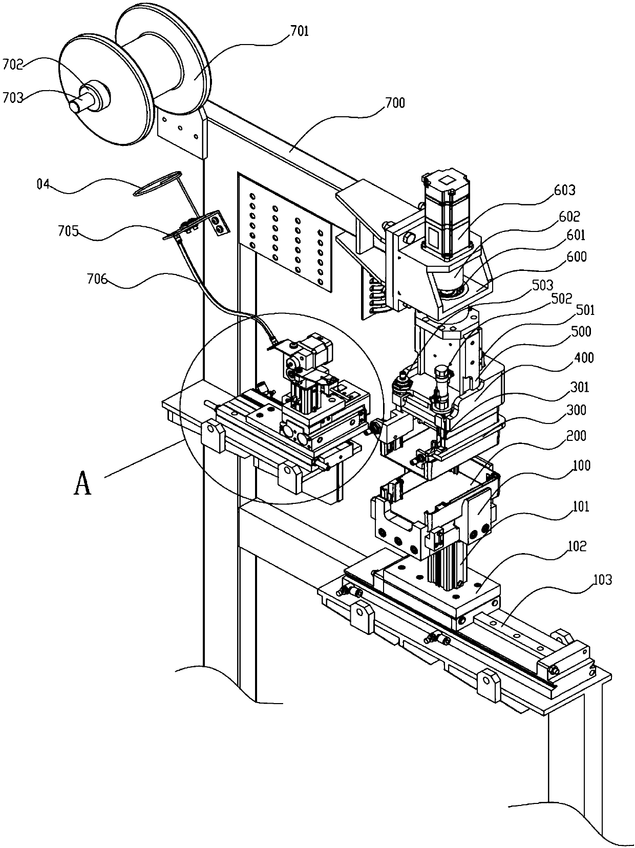 A device for assembling a linear sealing strip, its device, and its assembly method